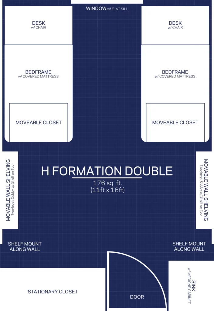 Blueprint welcome weekend planning. H Formation Double room layout